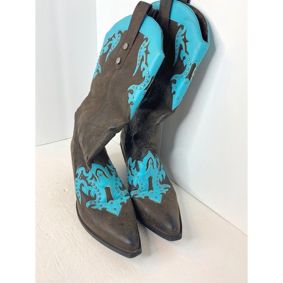 Passions Woman Turquoise Colt Boots Size 10 - Picture 2 of 16